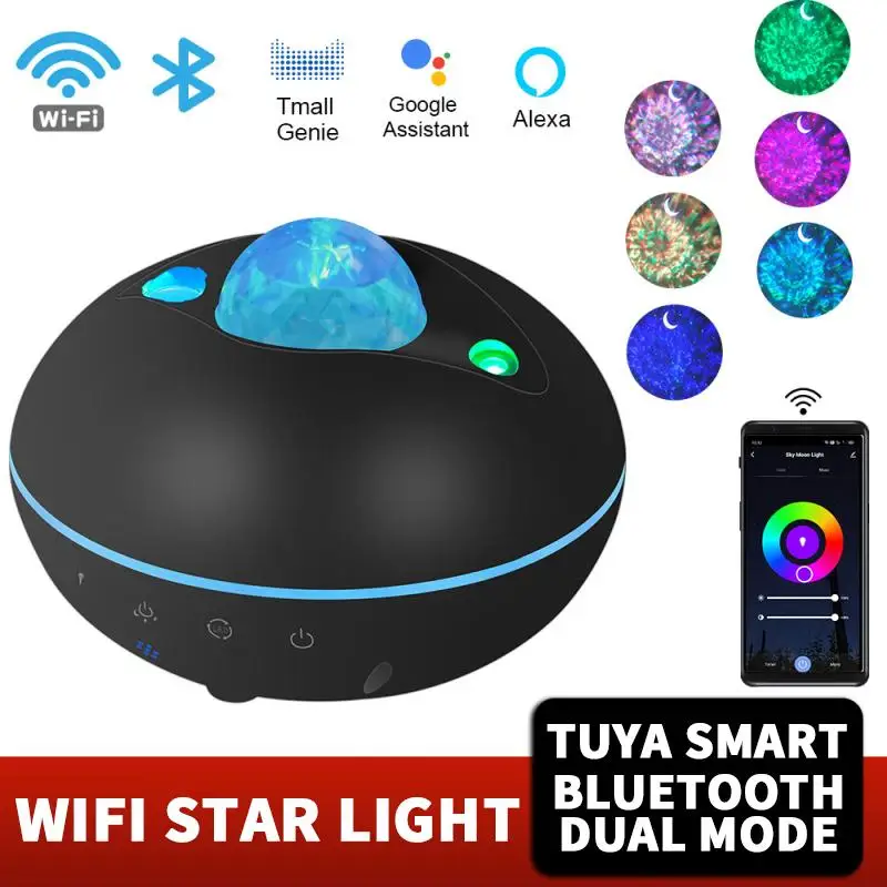 

Tuya Smart Star Projector WiFi Laser Starry Sky Waving Night Light Led Colorful APP Wireless Control With Alexa Google Assistant