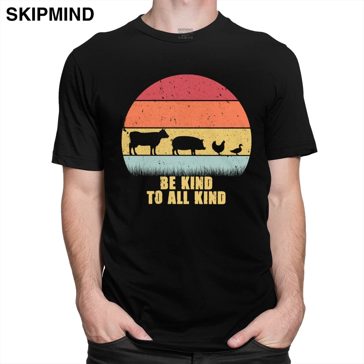 Ретро 70s Вид к каждому футболка для мужчин с коротким рукавом вегетарианские