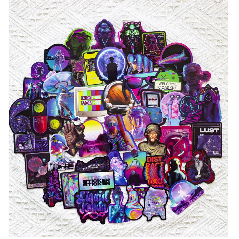 Стикеры лазерные в стиле панк классные Мультяшные стикеры эстетике скейтборда