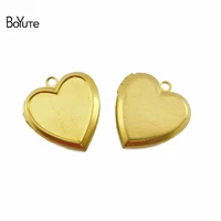 boyute 100 pieceslot 17mm 23mm heart lockets brass photo locket pendant materials diy jewelry accessories wholesale
