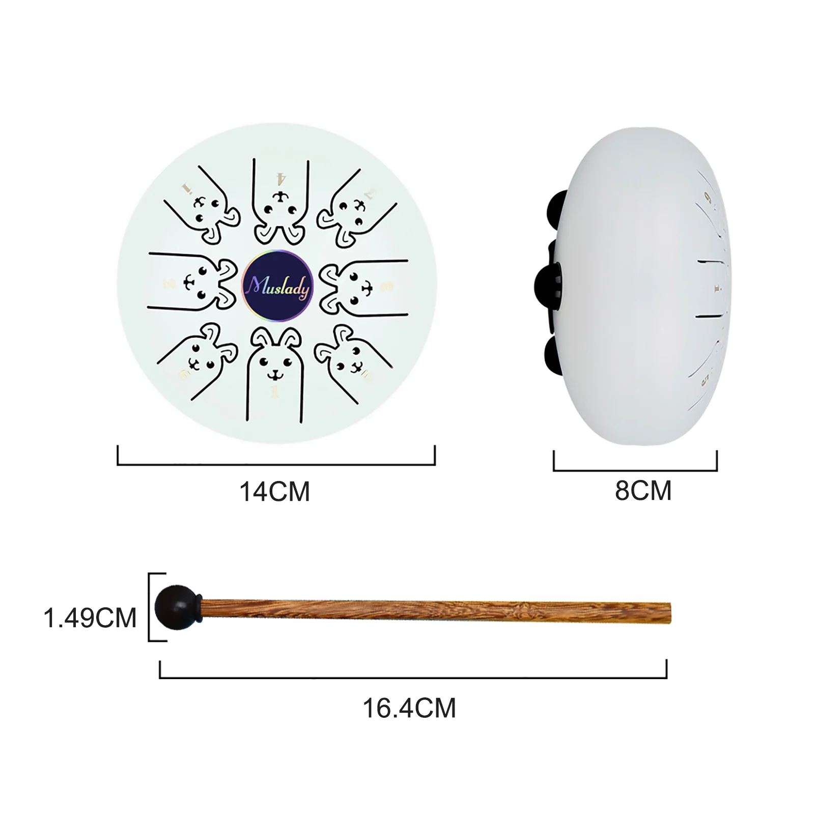 Стальной барабан Muslady 5 дюйма Mini 8 Notes C Key Handpan с узором китайского зодиака ударные