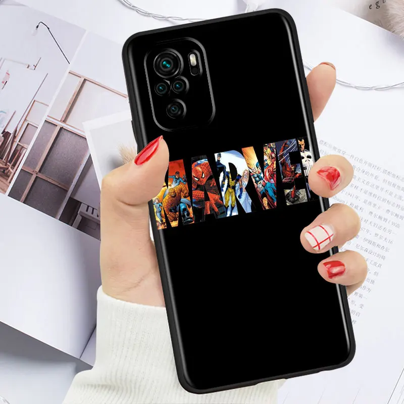 Классный Логотип Marvel для Xiaomi Redmi Note 10 9 Pro Max 10T 9T 9S 8T 8 7 6 5 4X Силиконовый мягкий черный