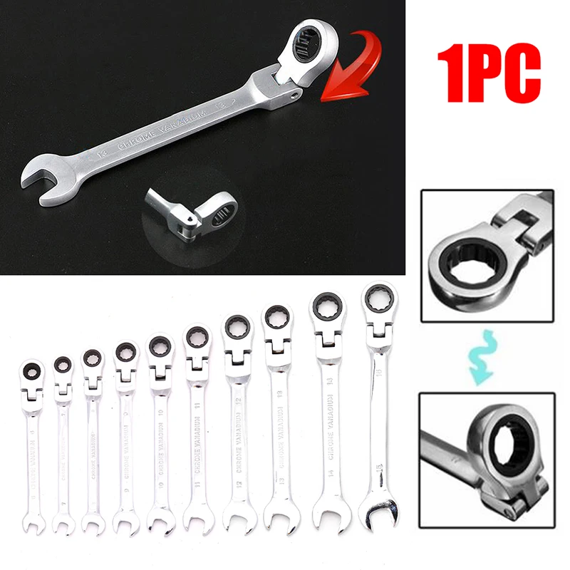 1 шт. матовый зеркальный гибкий гаечный ключ с храповым механизмом 6 мм 15 мм|Ручки