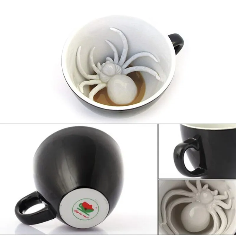 Керамические чашки в виде паука с черепом 3D чашка со скрытыми животными внутри