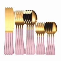 stainless steel tableware set pink gold cutlery set spoons forks knifes dinnerware kitchen dinner set 20pcs mirror tableware