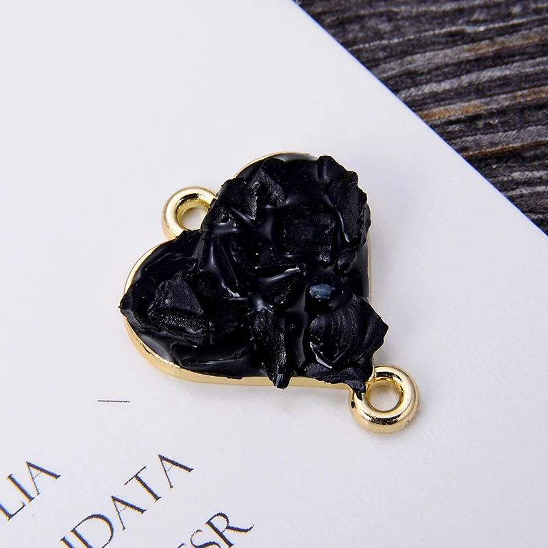 

1PCS/2PCS Diy jewelry accessories irregular natural stone black love double hole jewelry making as a party couple gift