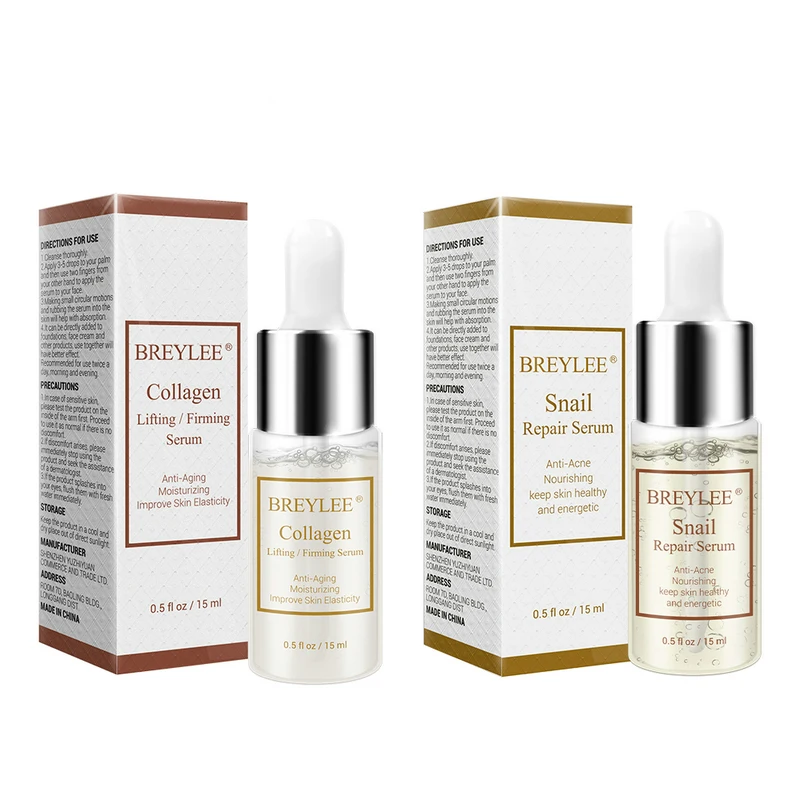 

BREYLEE Collagen Serum Snail Serum Repairing Lifting Firming Essence Hyaluronic Acid Moisturizing Anti-Aging Face Skin Care 2PCS