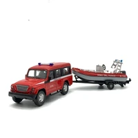 143 suv coast guard police car fire truck alloy off road vehicle speedboat trailer simulation car model toy