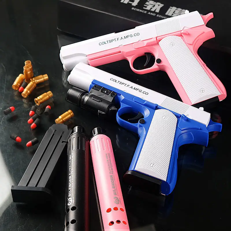 Оболочка бросающий мягкий пистолет-пуля игрушечный пистолет Glock розовый для игр