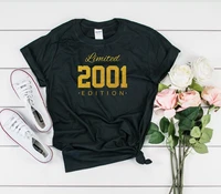 glitter gold 2001 20th birthday limited edition t shirt gift for her and him customize any year summer 100 cotton unisex shirt
