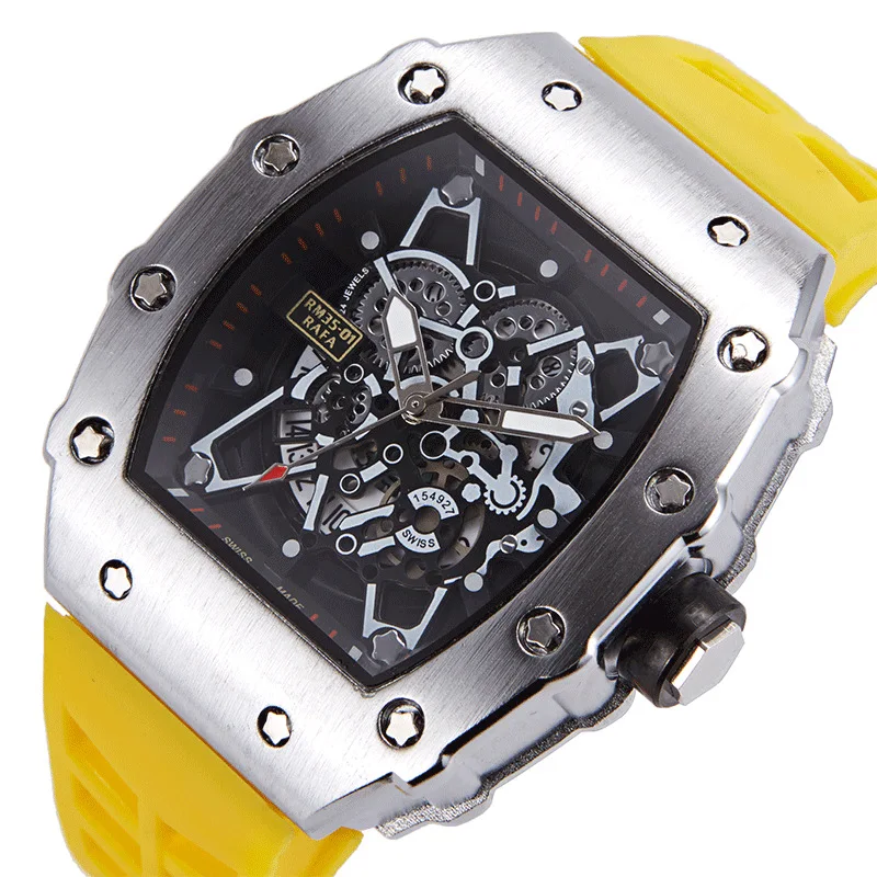 2021 Big Dial Men's Watches Waterproof Tonneau Silver Sports Watch Men's Quartz Watch Mens Square Watch Multifunctional Miller