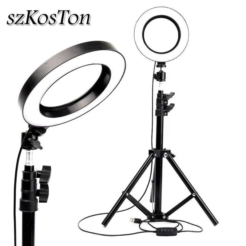 Светодиодный кольцевой светильник для селфи лампа фотостудии с регулируемой