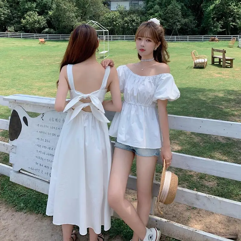 Женское летнее платье на бретельках с открытой спиной | Женская одежда