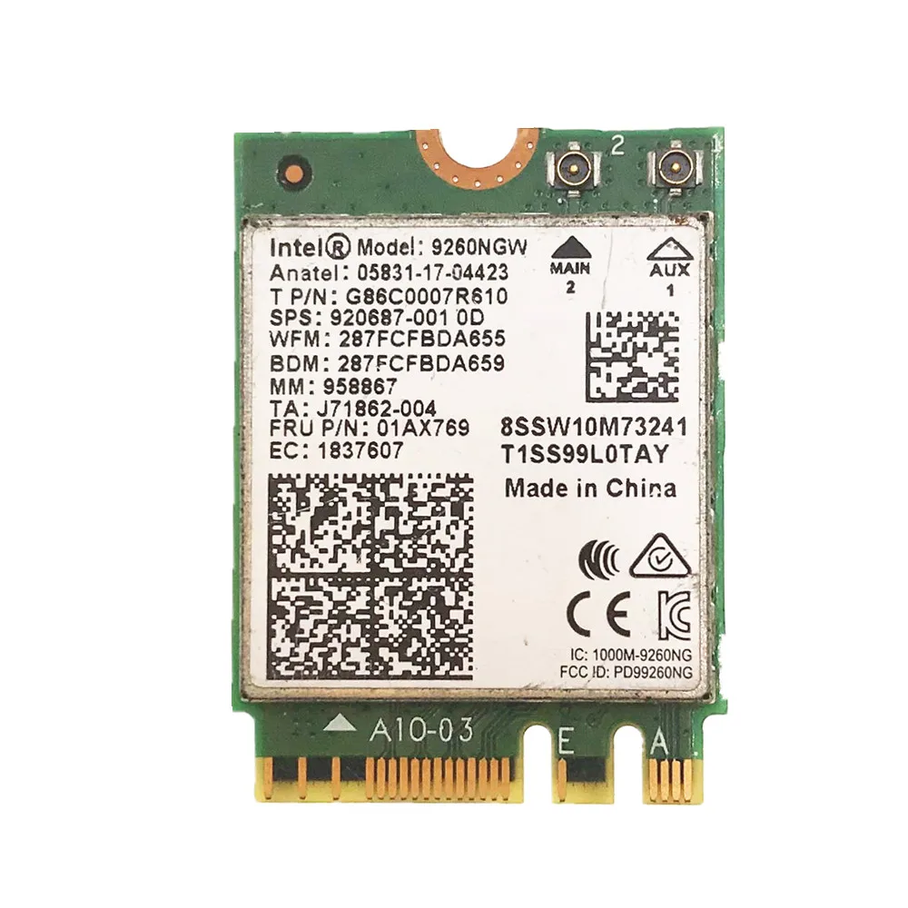 Для Intel 9260 9260NGW AC 1730 Мбит/с 2 4G/5 ГГц NGFF 802.11ac Wifi Bluetooth 5 0|Сетевые карты| |