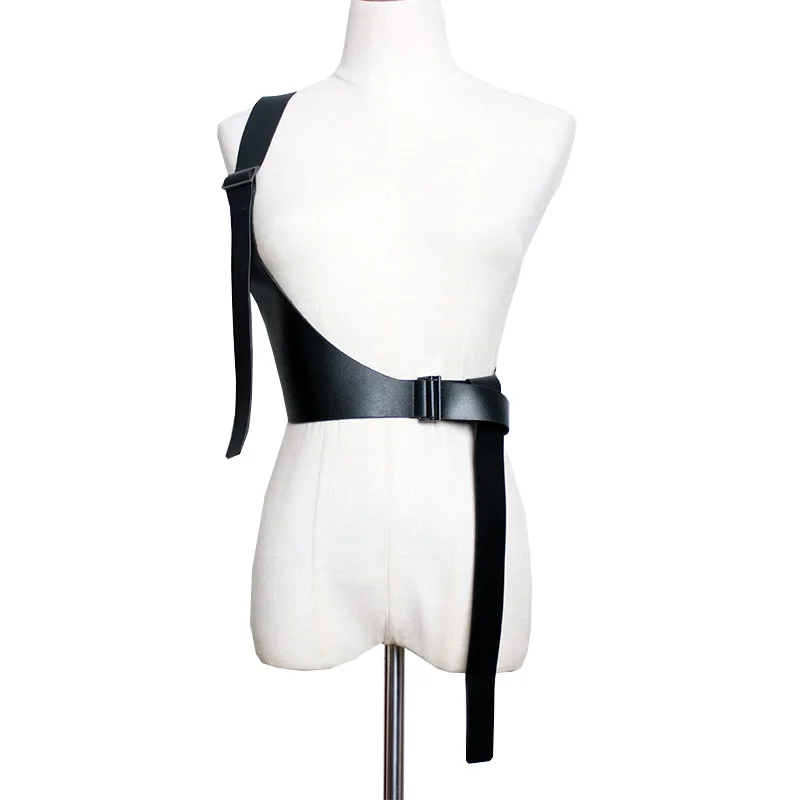 2020 весна лето мода женщины черные кожаные бретели краткие нерегулярные личность