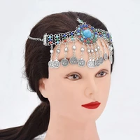 fashion retro afghanistan colorful bead coin tassel belly dance head chain gypsy horse ontika costume jewelry hair accessories