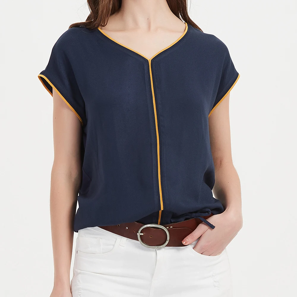 

COMFY ONE Women Top Tunics Shirt Short Sleeve Summer 2021 V Neck Elegant Work Casual Wear T-shirt Fashion Women Blouses Clothes