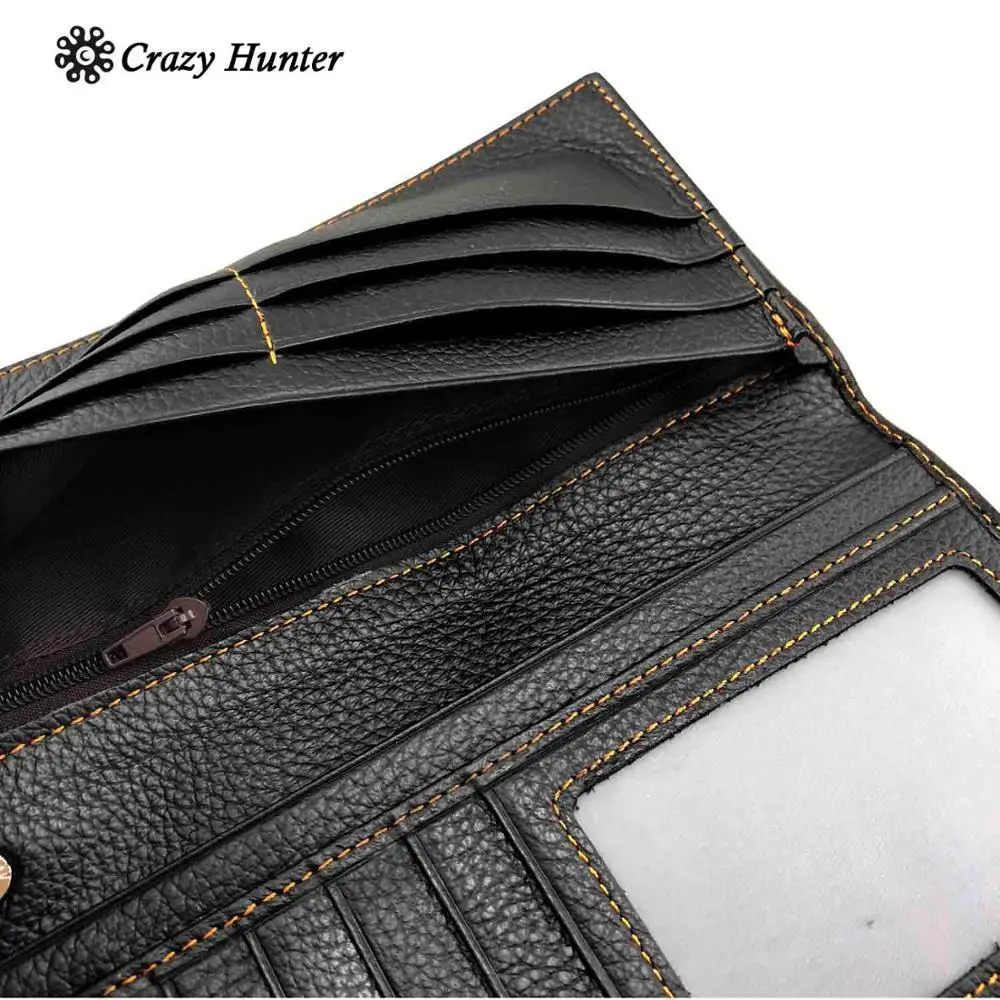 Готический Байкерский длинный кожаный бумажник для карточек и денег с цепочкой