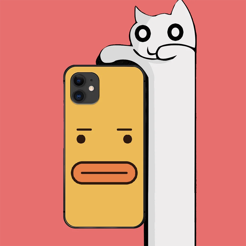 

Cartoon Minimal Art Phone Case Cover For Iphone 6 6S 7 8 11 12 Se 2020 X Xs Xr Pro Max Plus Mini Black Fashion Cover