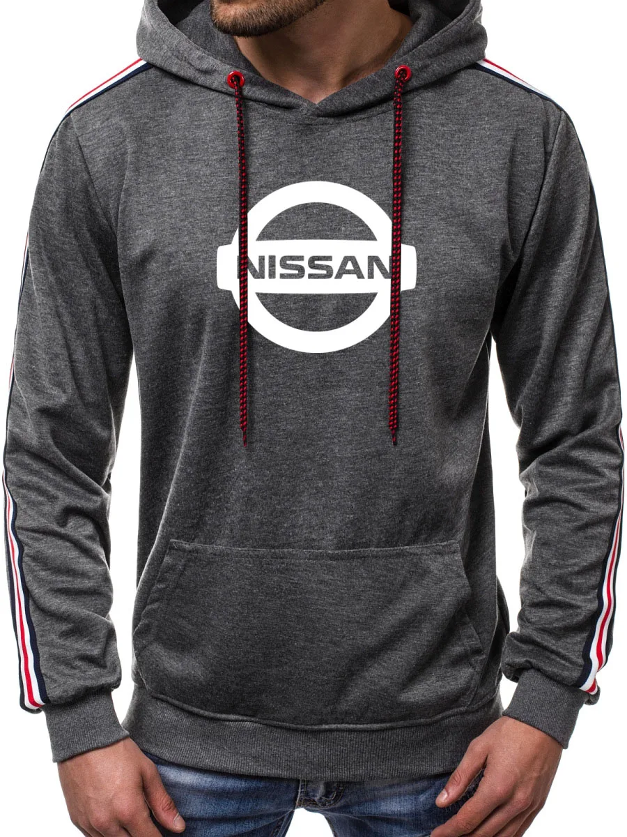 

Men's Hoodie Nissan car logo printing Spring Autumn new sweatshirt high quality cotton Solid color stripe Collocation clothing