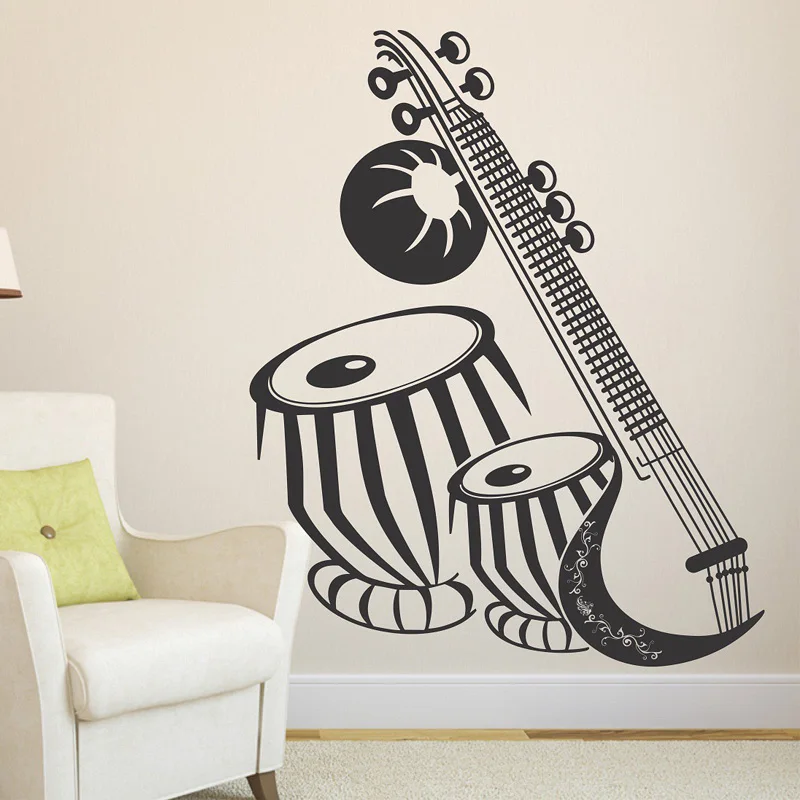 

Musical Vinyl Sticker Guitar Drum Art Decal Musical Studio Decal Nursery Home Decor Removable Wallpaper Art Murals E205