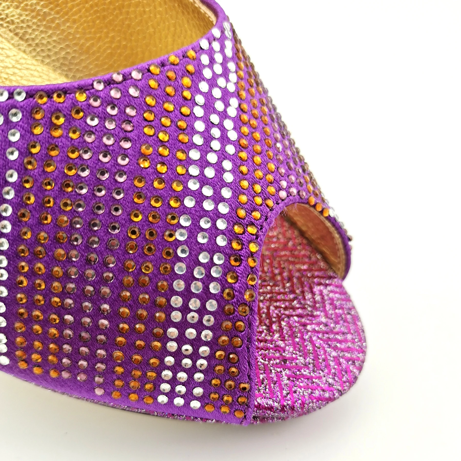 Фиолетовый цвет итальянский дизайн женская сумка на толстом каблуке комплект