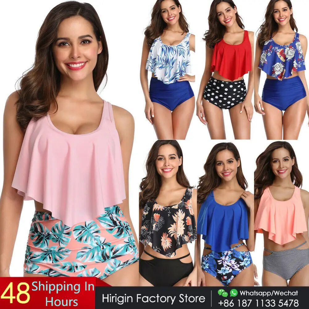 

Hirigin пикантные Высокая Талия Для женщин бикини набор 2019 Новый оборками Пуш Ап купальный костюм Для женщин ванный комплект 8 Стиль размера пл...
