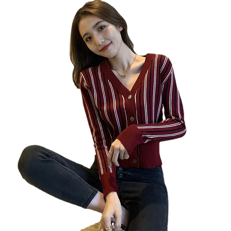 

Осенний кардиган с V-образным вырезом, свитеры, женская одежда, женские свитеры 2021, Casacos Femininos Inverno, женские облегающие вязаные топы для женщин