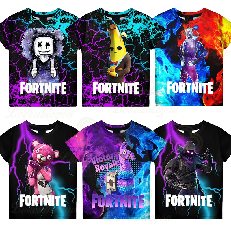 Детская одежда для мальчиков с героями аниме Fortnite футболка Летняя ворота