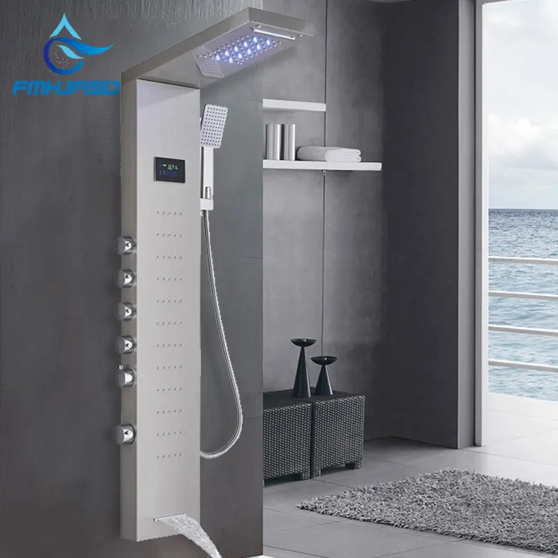 

Светодиодный душ панелью температура Экран дисплея осадков Насадки для душа водопад кран настенный кронштейн для телевизора большой масса...