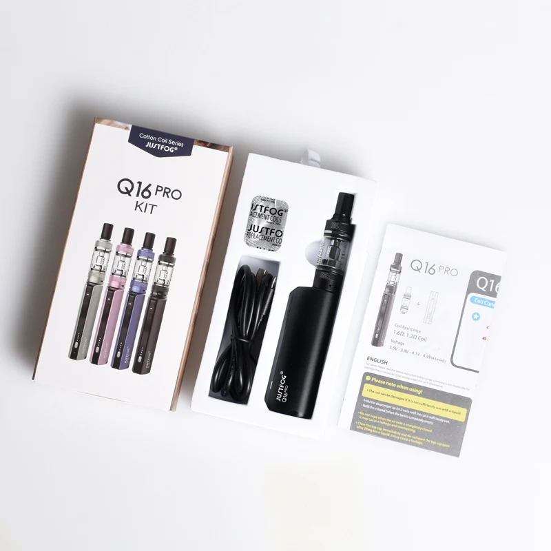 В наличии! Оригинальный стартовый набор Justfog Q16 Pro и 5 шт 1.6ohm катушка топ заполнение