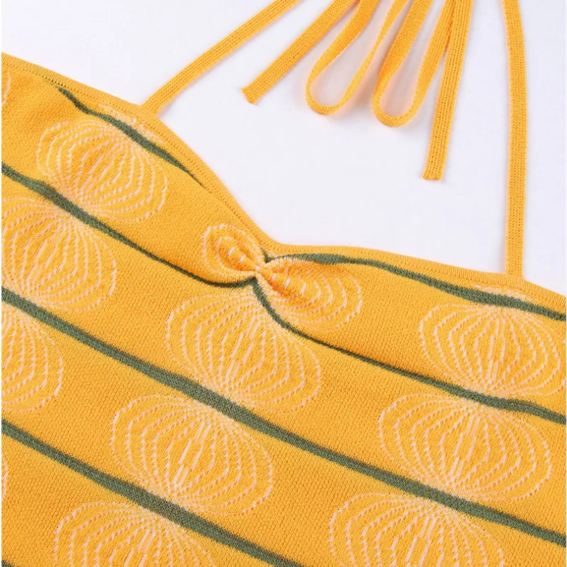 

Knitted Bodycon Bandage Dress Women Halter Neck Backless Mini Dress Sleeveless Party Clubwear Sexy Summer Dresses 2021 Beach