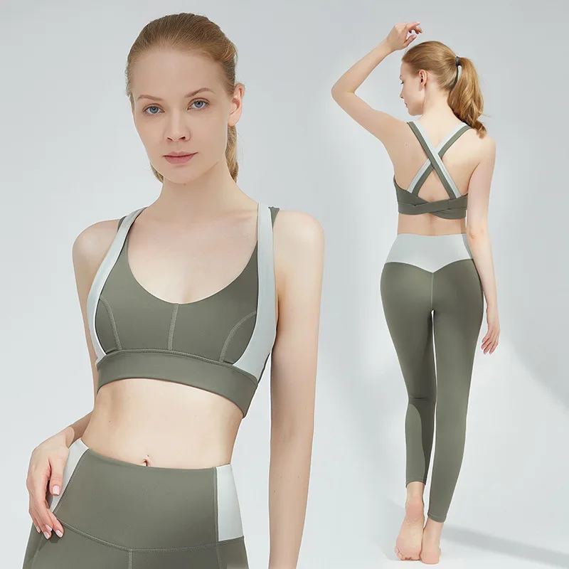 

2pcs Seamless Women Yoga Set Workout Sportswear Gym Clothing Fitness High Waist Leggings Crop Top Sports Suit Women's Tracksuit