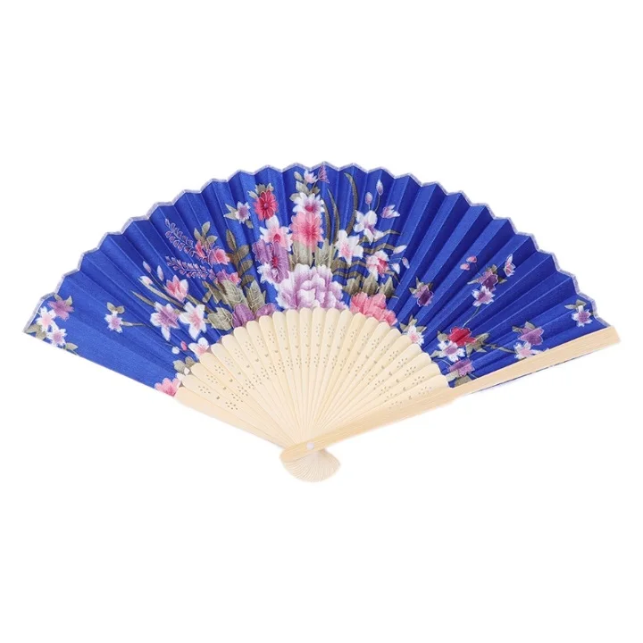 2 Colorful Chinese Bamboo Folding Hand Fan Flower Floral Wedding Dance Party Decor Au08 19 Dropship - Color: 2