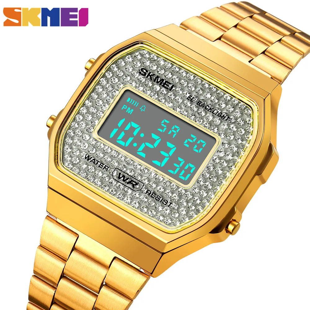 

SKMEI Romantic Style Crystal Dial Women Digital Watch Calendar Chrono Waterproof Ladies Wristwatches Relogio Feminino 1808 Clock