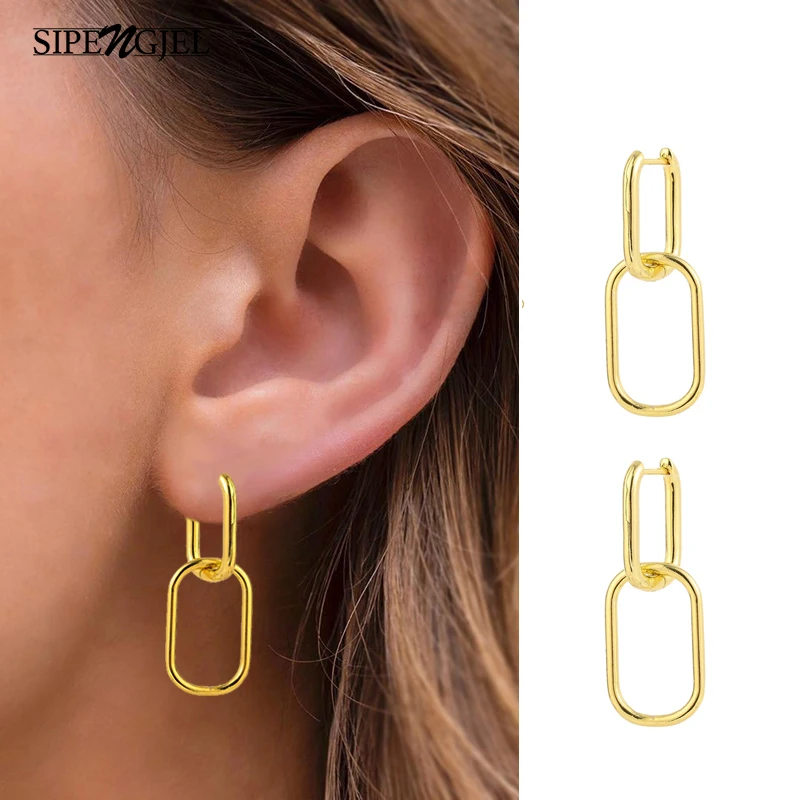 

SIPENGJEL Fashion Hiphop Oval Hoop Earrings Punk Geometric Heart Star Versatile Dangle Earrings For Women Jewelry 2021