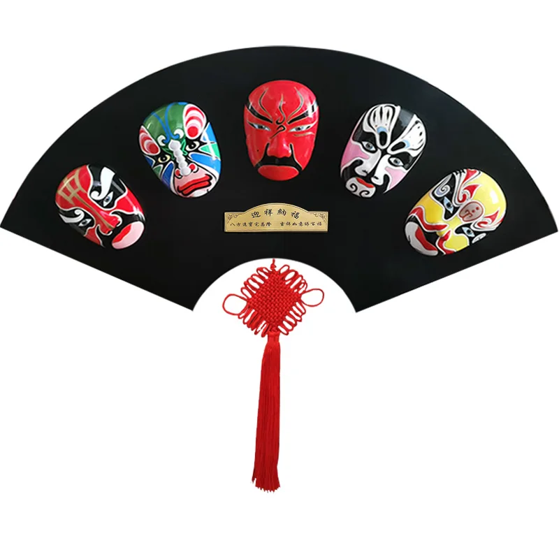 

Peking opera facial makeup random pendant, extra large fan-shaped opera mask pendant, restaurant hot pot shop home decoration