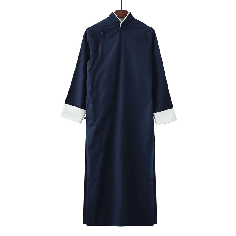 9 Colors Chinese Style Traditional Kung Fu Retro Male Tang Suit Gown Crosstalk Performance Tunic Pure Cotton Linen |