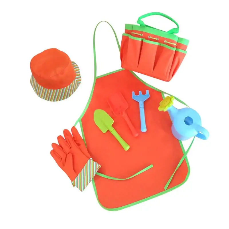 

8pcs/set Mini Gardening Tool with Tote Bag Gloves Shovels Rake Kids Garden Toys N1HF