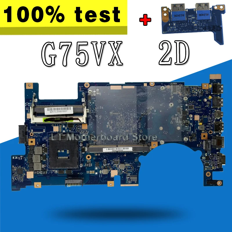 Плата + Материнская плата G75VX REV2.0 2D разъем PGA989 для For Asus G75V материнская ноутбука