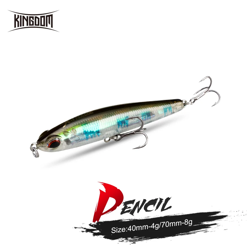 Kingdom Fishing Lures Mini Pencil Hard Baits 40mm/4g 70mm/8g Slow Sinking Artificial Baits High Quality Wobblers Fishing Tackle