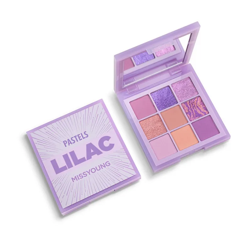 Portable Matte Shimmer Long-lasting Eye Shadow Daily Makeup Pallet Set Mint Pastels Lilac Eyeshadow 9 Colors |