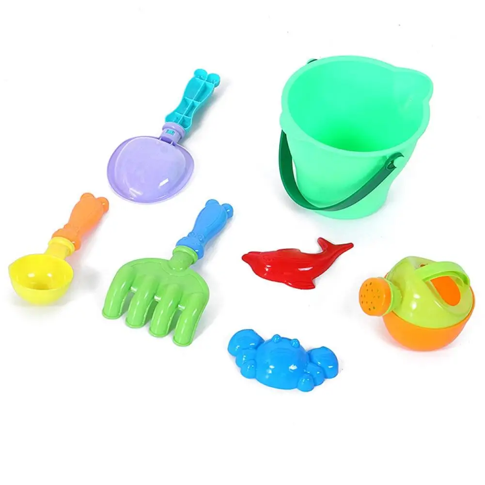 

7Pcs Kids Summer Beach Sand Water Bucket Sprinkler Spoon Pretend Play Toy Set Children Outdoor Digging Sand Shovel Tool