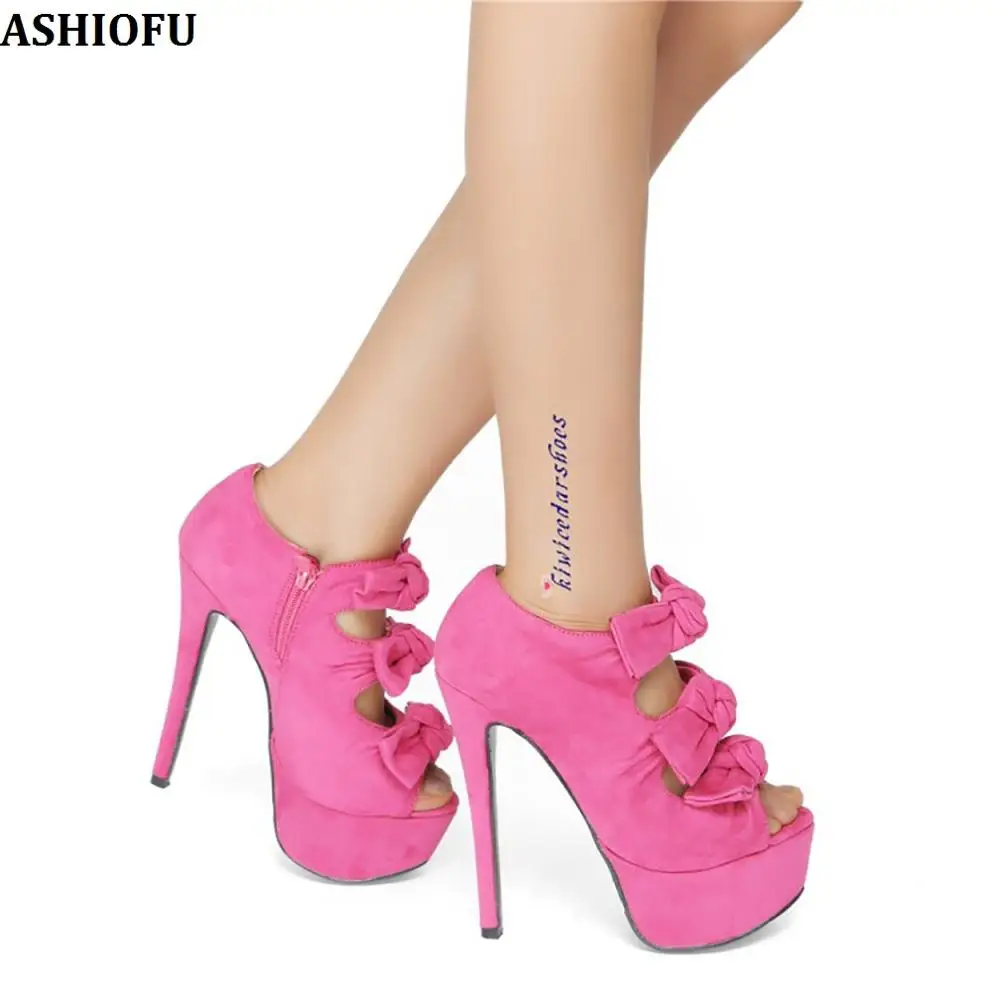 

ASHIOFU Handmade Womens High Heel Pumps Butter-knots Peep-toe Party Prom Dress Shoes Sexy Fashion Stiletto Evening Court Shoes