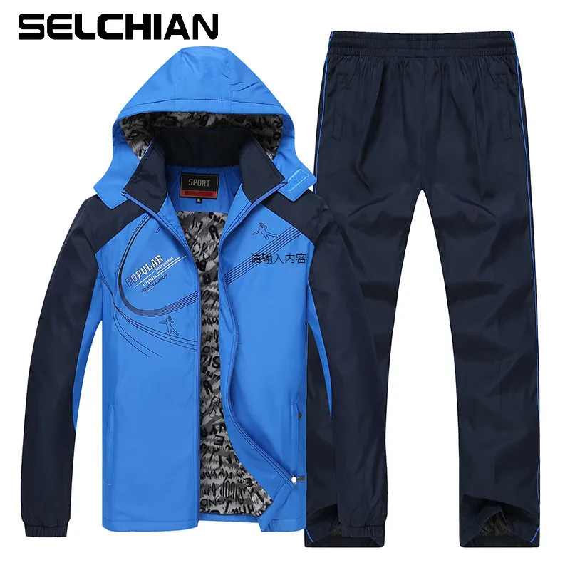 

New Men's Winter Sportswear Thicken Warm Coat + Pants Suit Casual Male Tracksuit Outwear Hoodie Jacket Sets Large Size 6XL