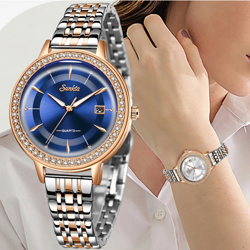 SUNKTA элегантные женские часы люксовый бренд наручные японский Movt 30 м