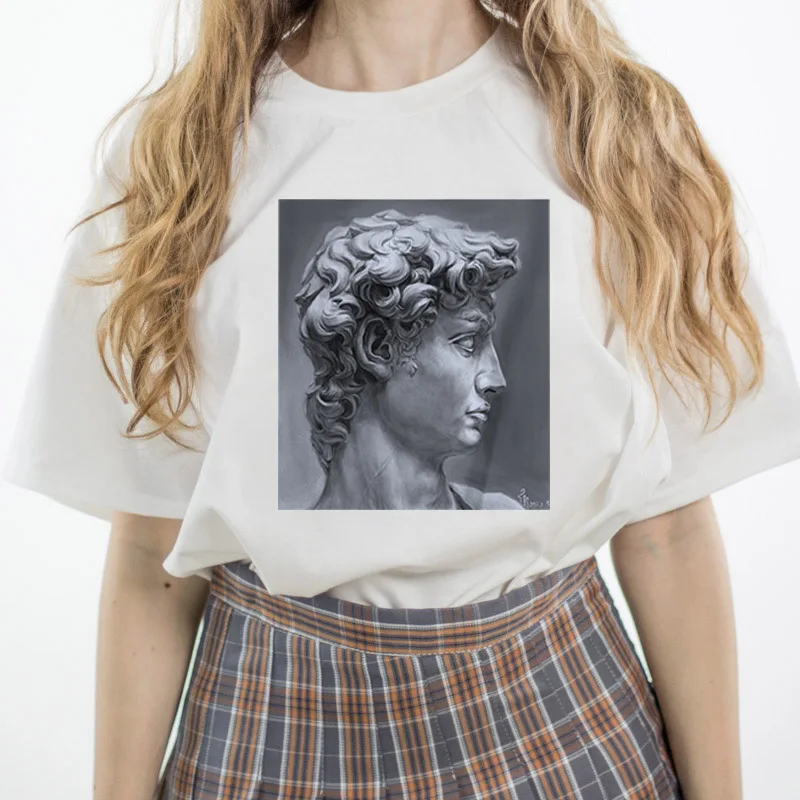 TJCJFO Harajuku смешной Давид Микеланджело принт статуи женщины Tshirs летняя новая мода