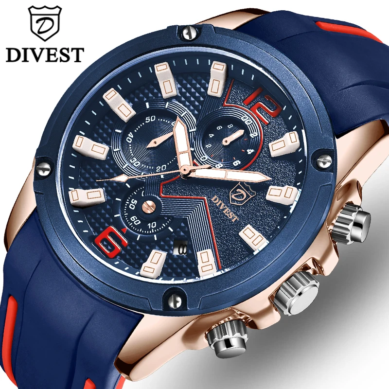 Модные оригинальные мужские часы DIVEST брендовые Роскошные спортивные