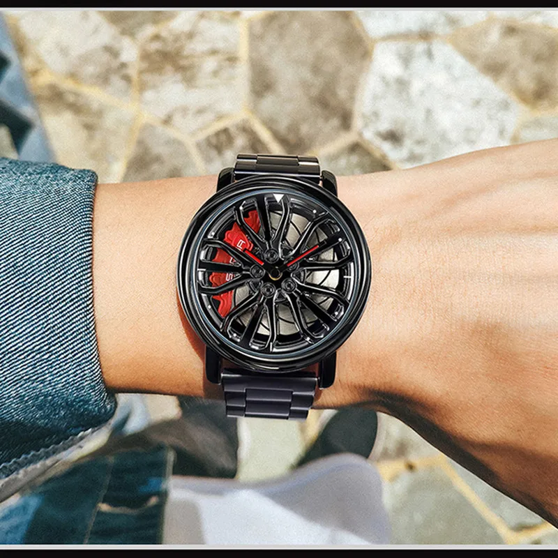 

Fashion Watch For Men's Student Trend Steel Belt Waterproof Watch Personality 360 Degree Rotating Casual Quartz Mens Watches