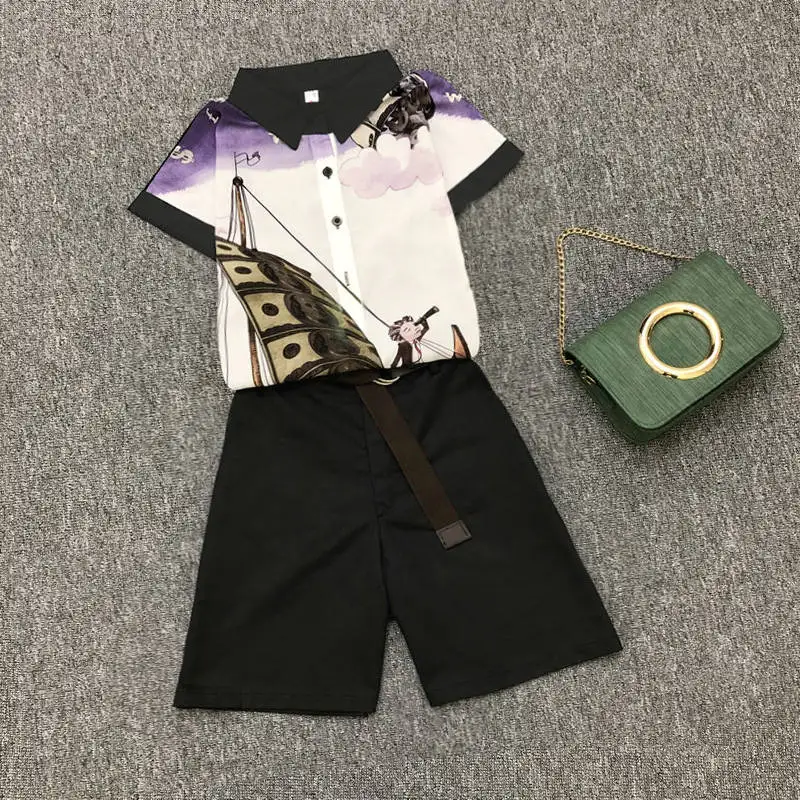 С поясом! Большие размеры, женские летние повседневные штаны, наборы, винтажный принт, женские милые блузки с короткими рукавами+ шорты, штаны, костюмы NS955